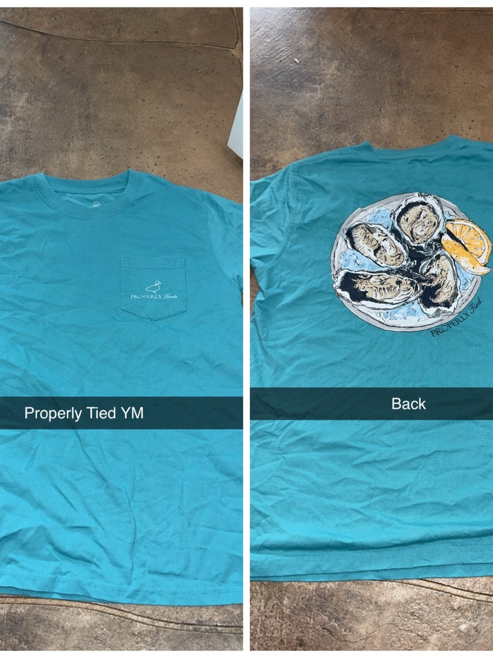 Properly Tied Kids' Teal Short-Sleeve Pocket Tee with Oyster Back Graphic